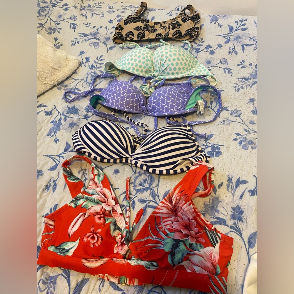 Mixed Bikini Set Bundle - Striped Navy, Purple, Mint & Floral Red